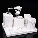 Set di accessori per il bagno Set da bagno in marmo bianco Set da 6 pezzi/set di accessori da bagno di lusso dispenser per lozione, portaspazzolino, tazze, portasapone, telaio