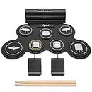 POGOLAB Aufrollen E-Drum Set, 7 digitale Drum Pad Schlagzeug Elektronisch, Drahtlose Funktion, mit zwei Stereo-Lautsprechern/Drumsticks/Kopfhörerschlitz, 10 Stunden Laufzeit, für Anfänger
