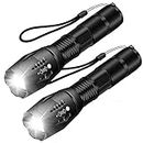 LudoPam 2 Pack LED Torch Flashlight, Military Grade 5 Modes XML T6 800 Lumens Tactical Led Waterproof Handheld Torch Flashlight for Camping Biking Hiking Outdoor Home Emergency