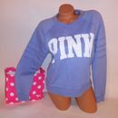 Victoria Secret PINK Sweater XS Blue Long Sleeve Logo 2017 Collection