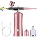 CCDobbs Cordless Nail Airbrush Machine, Airbrush Kit with Compressor, Portable Airbrush for Make-up, Hairdressing, Nail Art, Model Painting, Cake Decoration (Pink)