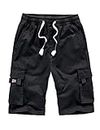 APTRO Men's Cargo Shorts Relaxed Fit Multi-Pockets Casual Cotton Cargo Short MC01 Black 1X