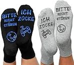 ANPLUS 2 Paar Gaming Socken, Lustige Socken Mit Spruch,Bitte nicht stören, Ich Zocke Knöchel Socken Rutschfeste​Haussocken, Geschenke für Teenager, Mädchen,Junge