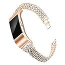 Mtozon Bands Compatible with Fitbit Charge 2, Wristbands for Women Metal Bling Bracelet/Bangle/Straps/Wrist Band Dressy for Ladies, Rose Gold