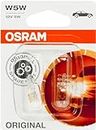 OSRAM ORIGINAL W5W halogen, position and number plate light, 2825-02B, 12V, double blister 2 count (Pack of 1) - white/clear