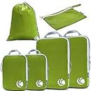 Cipway Set di cubi da imballaggio a compressione, organizer da viaggio espandibile ultraleggero per bagaglio a mano (verde, 6 pezzi)