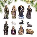 Decorazioni per il desktop della Natività di Gesù - Set di presepi in resina da 11 pezzi per Natale al coperto - Decorazione classica di Gesù, robusto presepe per decorazioni, ornamenti, camera Kshsaa