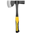 Drywall Hammer with Milled Face, 14 oz Wall Board Tool | Lightweight Hammer and Axe Combo Onepiece Steel Hammer Axes (Yellow)