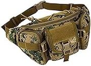 Entraxa Tactical Waist Pack Military Fanny Packs Hip Belt Bag Pouch 3 Pocket Holder Tool Organizer for Outdoor Hiking Climbing Fishing Hunting Bum Bag | 37 x 11 x 18 cm | ACU Green