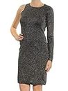Michael Kors Women's Glitter-Metallic One-Shoulder Dress (M, Black/Silver)