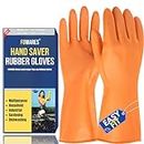 F8WARES Heavy Duty Hand Gloves - Rubber gloves for cleaning - Gloves for Washing Utensils - Gardening Gloves - Dish Washing Gloves - Kitchen Gloves for Dishwashing Industrial Car Bathroom Toilet L