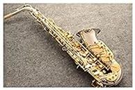 Alto Saxofón Níquel Llavero De Oro Plateado E-Flat Alto Sax R54 con La Boquilla De La Caja Reeds Cuello Instrumento Viento Madera Tipo Llave (Color : Gold)