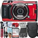 Olympus Tough TG-6 Digital Camera (Red) + SanDisk 64GB Memory Card + Case + Tripod + ZeeTech Accessory Bundle (Advanced Kit)