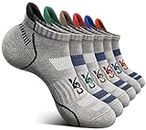 KEMISANT Mens Ankle Socks 6 Pairs-Athletics No Show Socks Cushioned for Men Running Walking-Arch Compression Support(6Pairs,Shoes Size:Men 13-15)