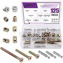 Swpeet 125Pcs 3-in-1 Bolt Nut Connection Crib Screws Kit,Cam Fitting with Furniture Eccentric Fitting Furniture Side Connecting Pre-Inserted Nut Screw Eccentric Wheel