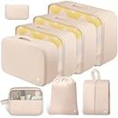 HOTOR Packing Cubes - 8 Pieces, Light Packing Cubes Travel Organizer, Premium Luggage Organizer Set, Space-Saving Travel Organizer for Suitcase, Travel Accessories and Essentials, Beige
