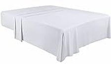 Utopia Bedding - Drap Plat pour 2 Personnes - Dimensions du Drap de Dessus - 259 x 266 cm - Blanc - Drap Plat Microfibre Polyester brossé Doux - pour lit 150 x 200 cm