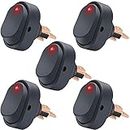 Twidec/5Pcs 12V 30A SPST 3 Pin On-Off Red Round Dot LED Light Push Button Rocker Toggle Switch for Car ASW-20D-R