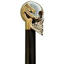 FYNJREX Vintage Brass Skull Walking Cane for Men and Women Black Wooden Walking Stick Antique Victorian Style Fancy Canes