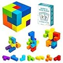 OUXIA Magnetic Building Blocks Magic Magnetic 3D Puzzle Cubes, Set of 7 Multi Shapes Magnetic Blocks with 54 Guide Cards