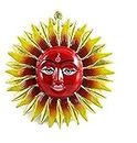 SoilMade Red Sun Wall Hanging, Round Shape, Metal Made, Size Aprox 7inches and 150g, Pack of 1 Red Sun Wall Hanging in Box