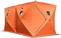 VEVOR Ice Fishing Shelter 2/3/4/8 Person Pop-up Ice Fishing Shelter Waterproof Portable Ice Tent for Outdoor Fishing, Orange, IF32399