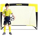 Happy Jump Soccer Goal for Backyard Pop Up Foldable Soccer Net for Children Gift (Black+Yellow, 4' x 3')