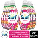 8x 24W Surf Tropical Oasis Lasting Fragrance Detergente Liquido 648ml, Totale 192W