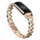 Wizvv Bracelet Compatible with Fitbit Luxe Bands, Slim Metal Strap, Stainless Steel Adjustable Bands, Replacement Bands for Fitbit Luxe Smart Watch for Women and Men