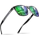 ATTCL Men's Retro Metal Frame Driving Polarized Sunglasses For Men 8587 Green
