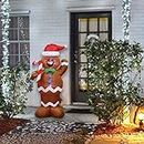 décorations gonflables de Noël père noël Gonflable de Noël, 1.5M Tall Gingerbread Snow Man Décoration Tenez Une décoration de fête Candy Stick pour Jardin intérieur Familial extérieur