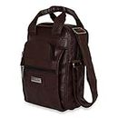NFI essentials Men's Leather Sling Bag Stylish Cross Body Travel Office Business Messenger Bag for Men & Women, Dark Brown New