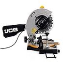 JCB Scie à onglets 210 mm avec guide laser, 4 réglages de coupe et fonction de collecte de poussière, 45 degrés, 5500 tr/min, poignée ergonomique