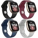 [4 Pack] Silicone Bands for Fitbit Versa 4 Bands&Fitbit Versa 3 Bands, Fitbit Sense 2 Bands&Fitbit Sense Bands, Soft Adjustable Sport Wristbands Women/Men for Fitbit Versa 4/3 / Sense/Sense 2