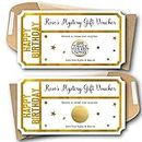 Personalised Metallic Gold Mystery Birthday Gift Voucher - Surprise Scratch Card Coupon Ticket With Envelope | Unique Gifts For Friends Family Wife Husband Boyfriend Girlfriend