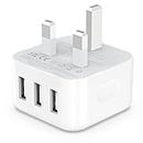 USB Plug, Multi USB Charger 5V 3A for iPhone X XR XS 8 7 6 6S Plus 5 5S 5C SE 14/14 Plus/14 Pro Max 13 12 11, AirPods, iPad, UK Multiple Wall Charging Adapter Multiport Mains Power Adaptor