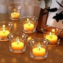 TIED RIBBONS Set of 6 Votive Glass Tealight Candle Holders Glass Votive - Decorations Items for Dining Table Home Decor and Gifts (Glass, Clear, 6.3 Cm X 4.5 Cm)