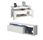 CLEARANCE Modern White Living Room Set | TV Cabinet Unit Blue LED | Coffee Table