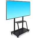 Mobile TV Cart,Universal Trolley Floor Stand with Shelves for 55" – 75 inch Flat Panel Curved LCD LED OLED Screens for Offices, Living Room