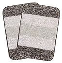SARAL HOME EASY LIVING Saral Home Microfiber Striped Anti Skid Set of 2 Bathmats (Brown,35X50 Cm), Large Rectangle
