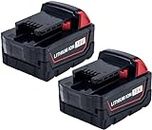 2 Packs 5.0Ah 18V Battery for Milwaukee M18 Battery, Battery Replacement for Milwaukee M18 Cordless Power Tools 18V Lithium Battery 48-11-1852 48-11-1850 48-11-1862 48-11-1812