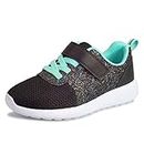 Girls Trainers Kids Athletic Shoes Toddlers Glitter Casual Lightweight Sneakers Sports Shoes Breathable Tennis Road Trail Running Shoes Black UK6.5