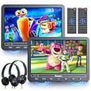 NAVISKAUTO 10.1" Dual Car DVD Players with HDMI Input, Rechargeable Battery, Portable DVD Players Support USB/SD Card, Play a Same or Two Different Movies (2 x DVD Player + 2 x Headphones)