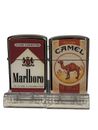 2 Pcs Windproof Oil Lighters Unbranded Marlboro And Camel Design High Quality