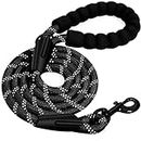 Dog Lead, 5ft Rope Dog Lead with Soft Padded Handle, Highly Reflective Dog Leads, Dog Training Lead Rope Dog Leash for Large Medium Small Dogs (Black)