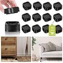 12 Pack Furniture Risers 1, 2 or 3 Inch, Adjustable Bed Risers Heavy Duty For Table Desk Couch Chair Sofa Cabinet Bed Legs Dorm, Square Stackable Bed Raisers Blocks Lift Height 1", 2" or 3", Black-1