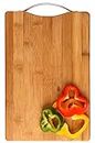 RYLAN Bamboo Chopping Board/Vegetable Cutting Board for Kitchen with Metal Handle | Natural Bamboo | Recyclable | Biodegradable (30cm X 20cm)