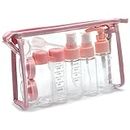 Cannagenix Travel Bottles Set Travel Bottles & Containers, Refillable Small Mini Empty Plastic Pump/Spray/Squeeze Bottles for Cosmetic and Travel Toiletries with Storage Bag (Pink)