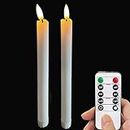 LOVECANDOU Led Battery Operated Flameless Taper Candles Light with Remote &Timer,Electric Fake Window Candle Flickering Like Real Wax,Floating Candle Stick for Home Der (White)