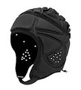 GOHASPW Rugby Helmet Football Headguard Black Soft Shell Helmet Soccer Headgear